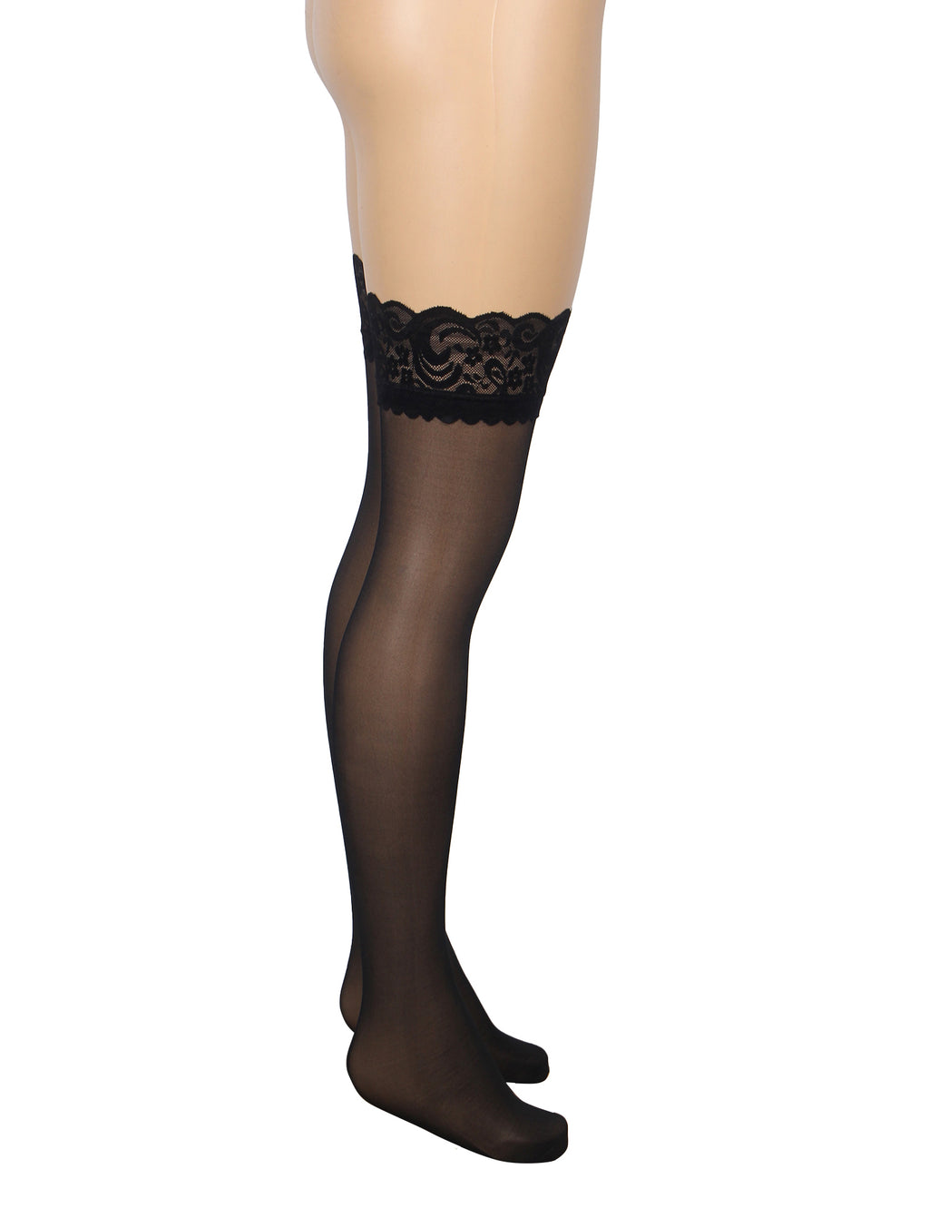 Velour & Co Women's Lace Top Stockings Black - Hold-Up Hosiery