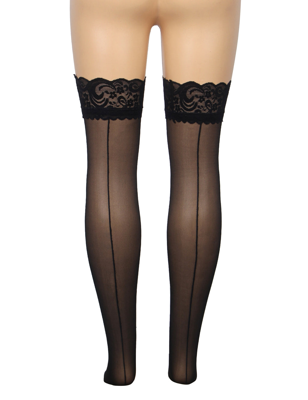 Velour & Co Women's Lace Top Stockings Black - Hold-Up Hosiery