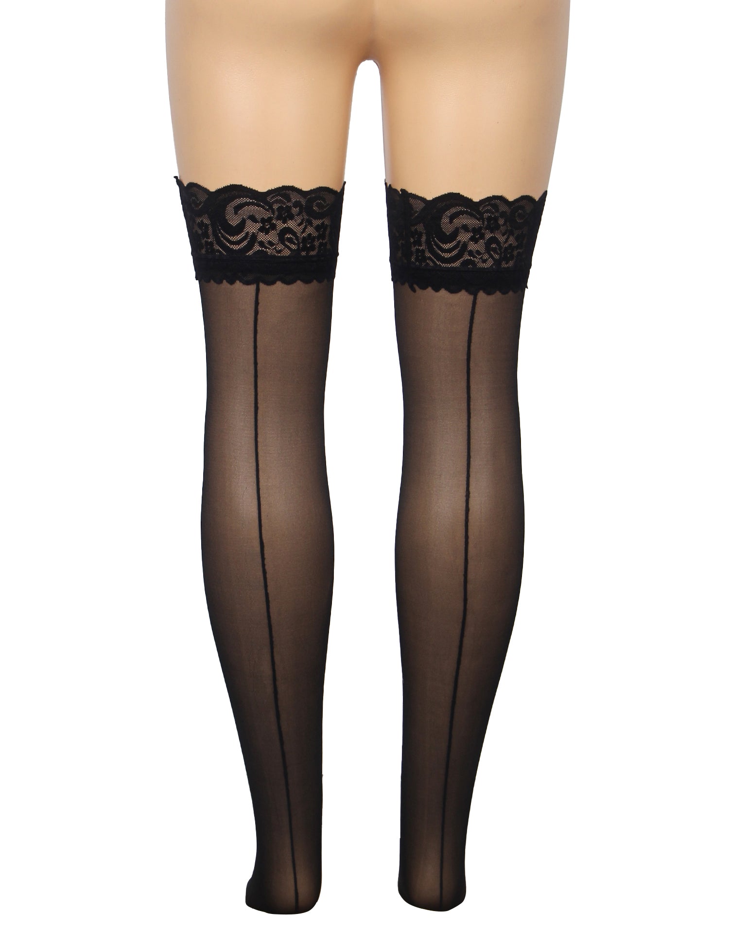 Velour & Co Women's Lace Top Stockings Black - Hold-Up Hosiery