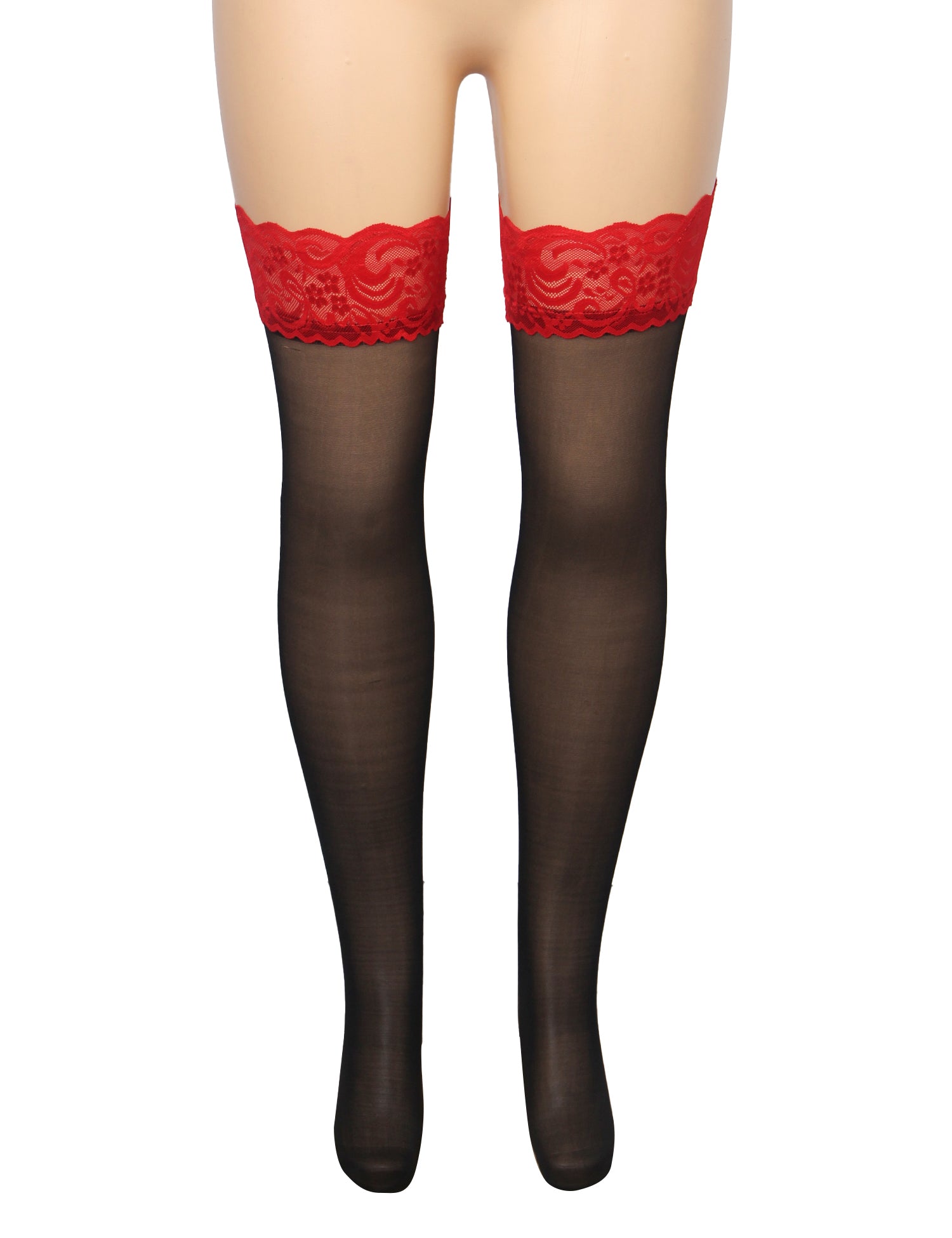 Velour & Co Women's Lace Top Stockings Black - Hold-Up Hosiery