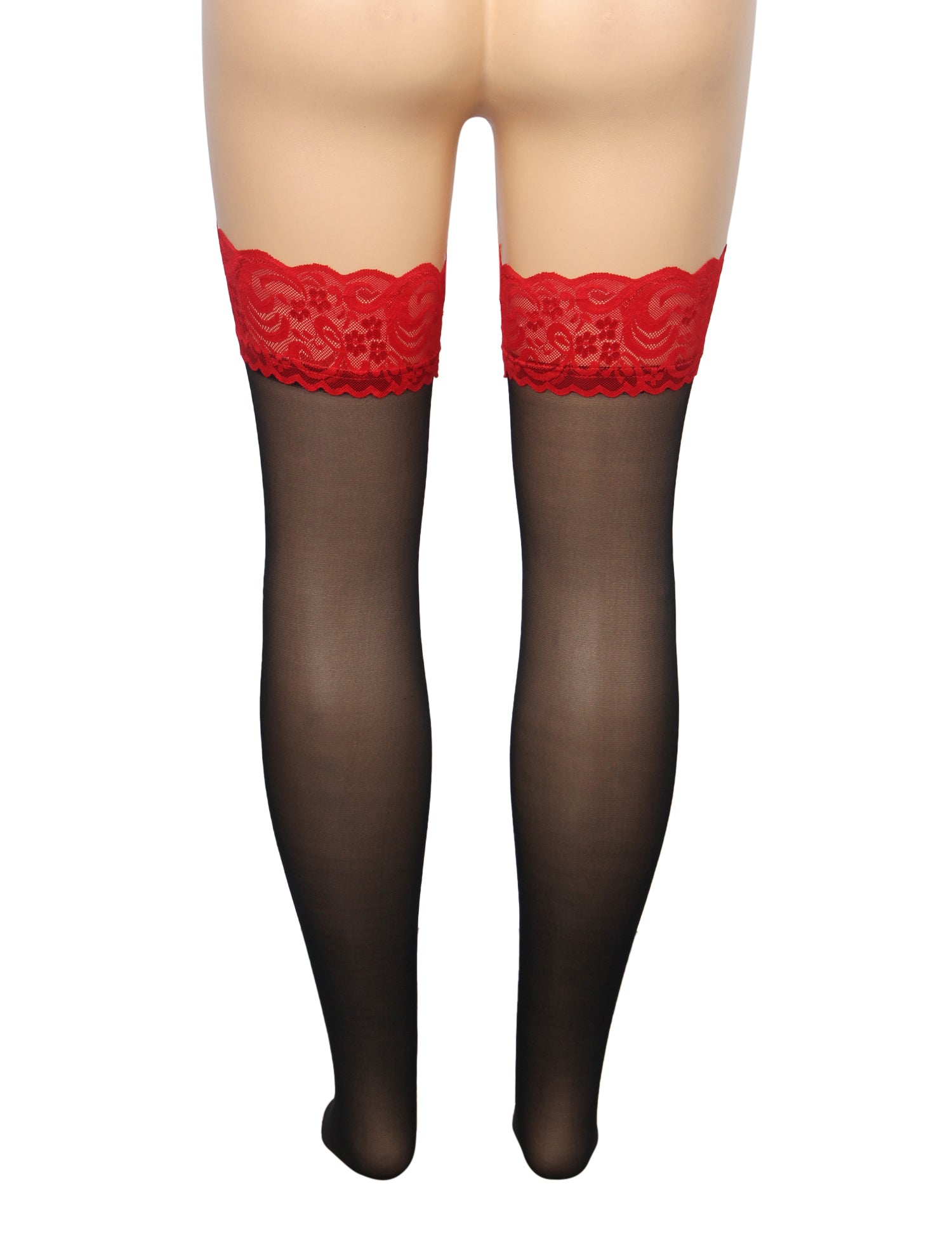 Velour & Co Women's Lace Top Stockings Black - Hold-Up Hosiery