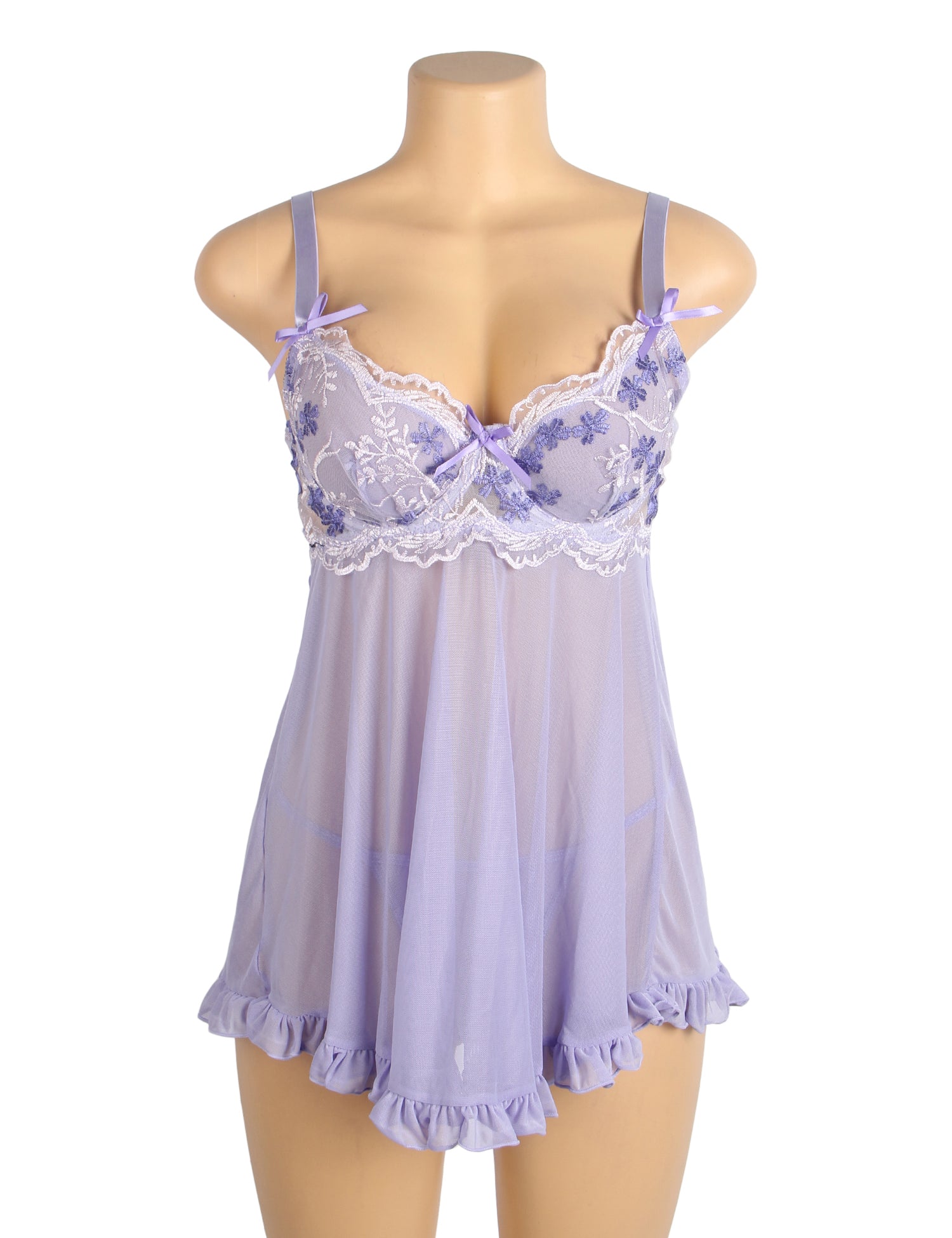 Velour & Co Women's Lace Babydoll Purple