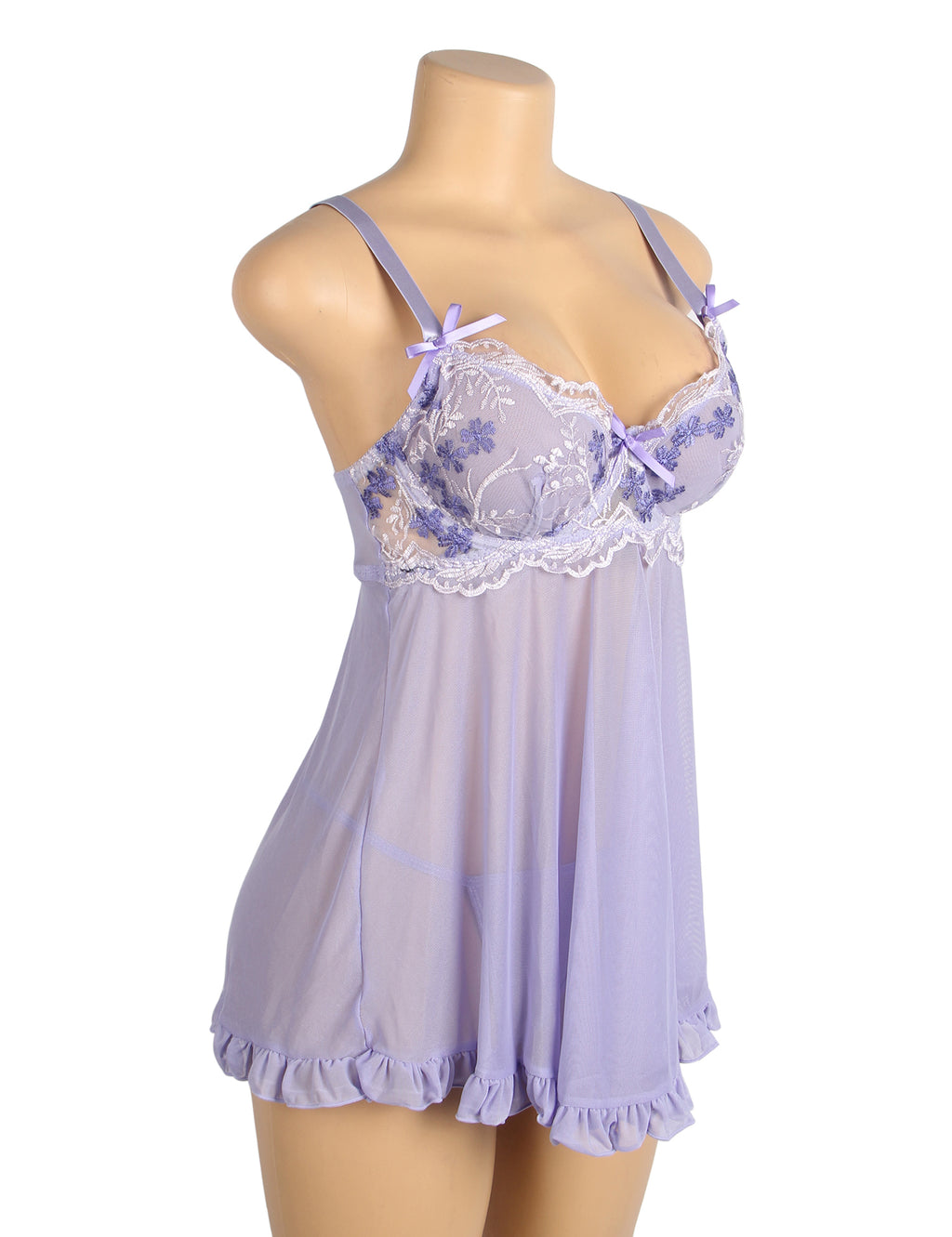 Velour & Co Women's Lace Babydoll Purple