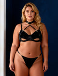 Velour & Co Women's Matching Bra & Knickers Set Black - Lingerie Set