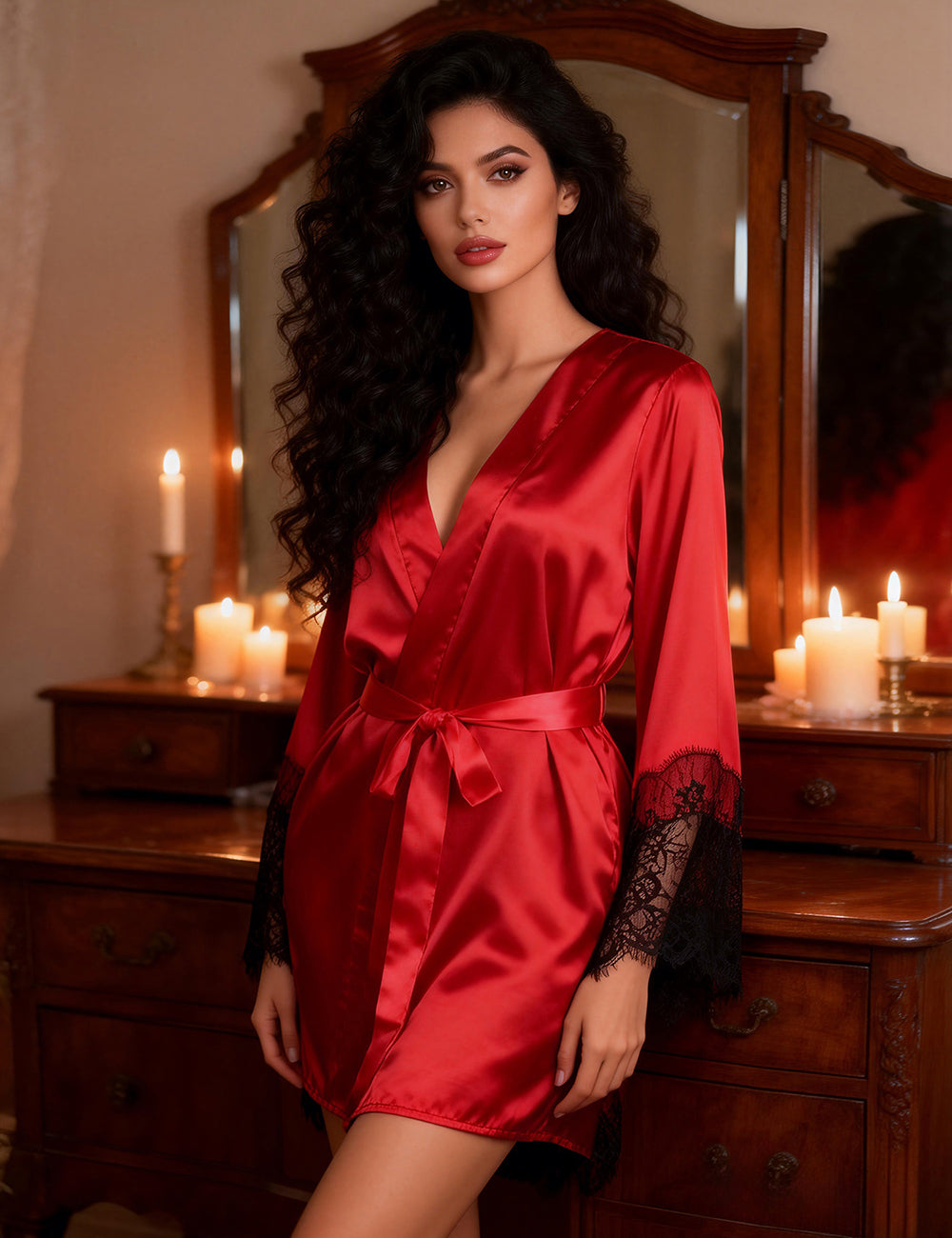 Velour & Co Women's Satin Dressing Gown - Women's Bathrobe