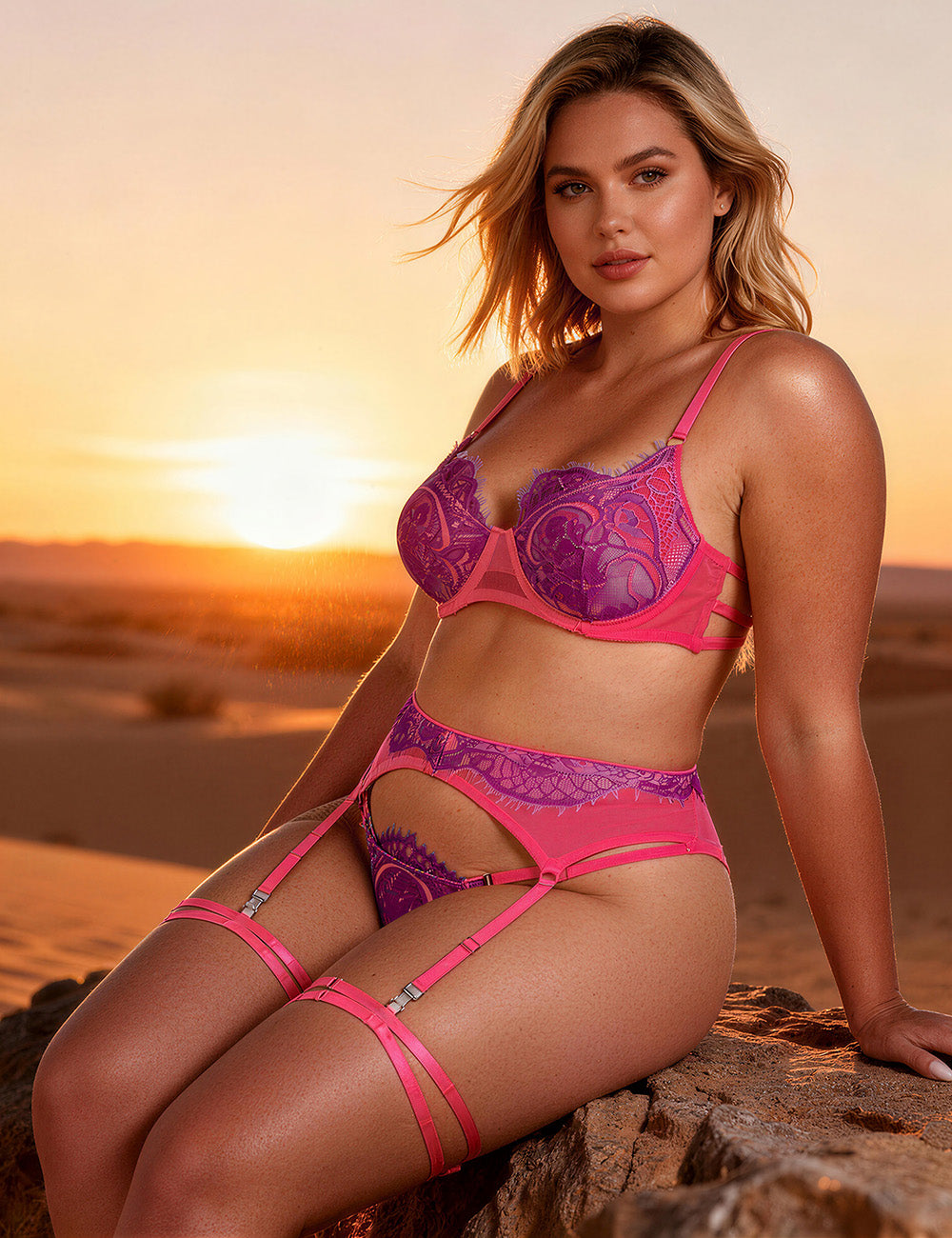 Velour & Co Women's Matching Bra & Knickers Set Rose - Lingerie Set