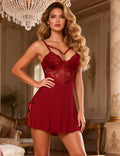 Velour & Co Women's Lace Nightdress Burgundy - Women's Sleepwear