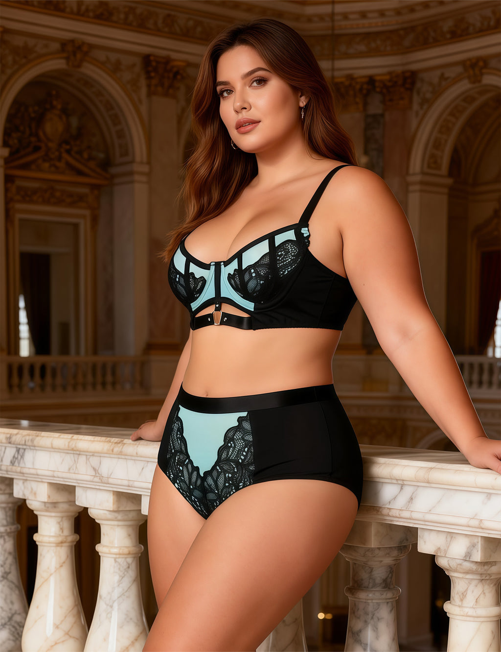 Velour & Co Women's Matching Bra & Knickers Set Green - Lingerie Set