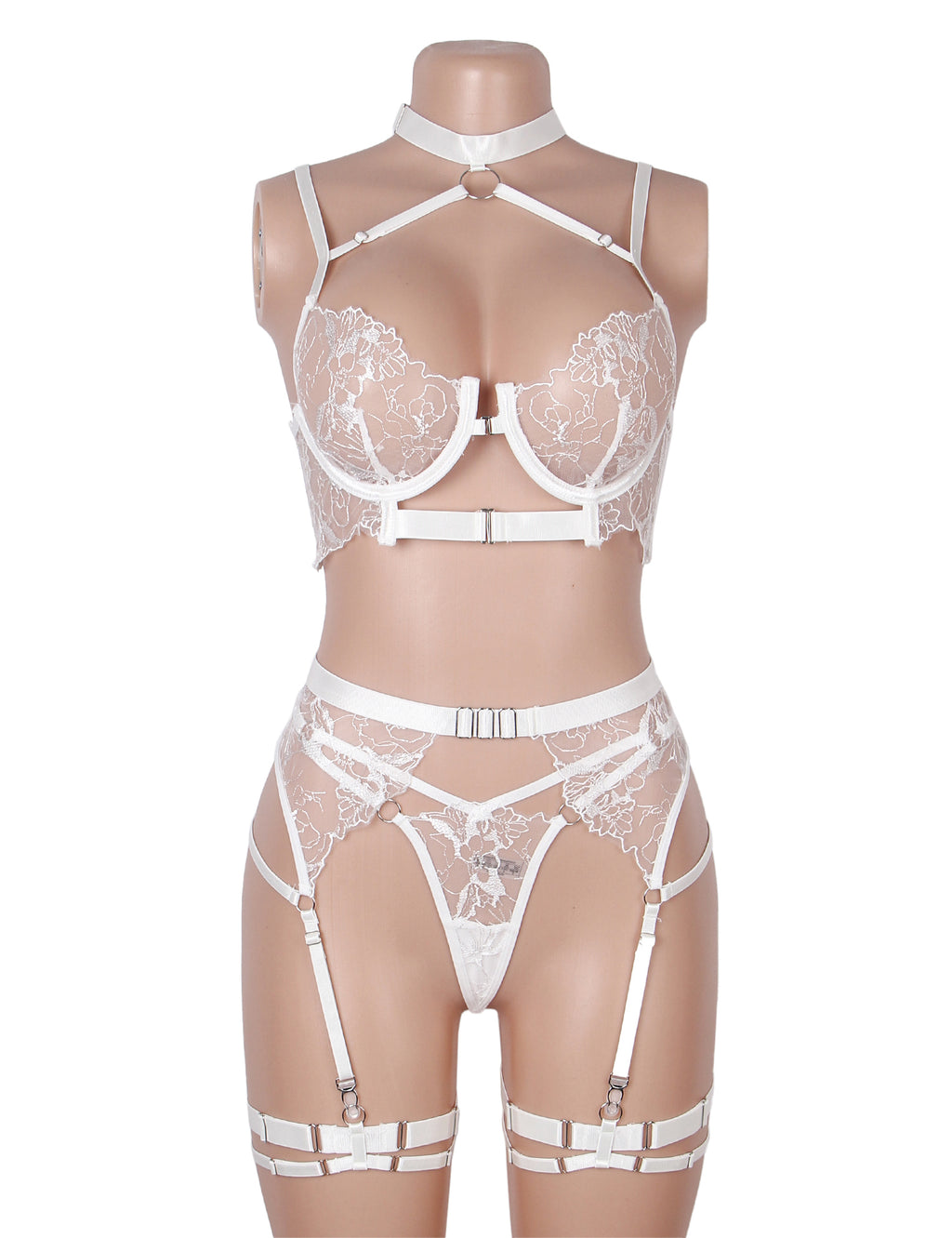 Velour & Co Women's Matching Bra & Knickers Set White - Lingerie Set