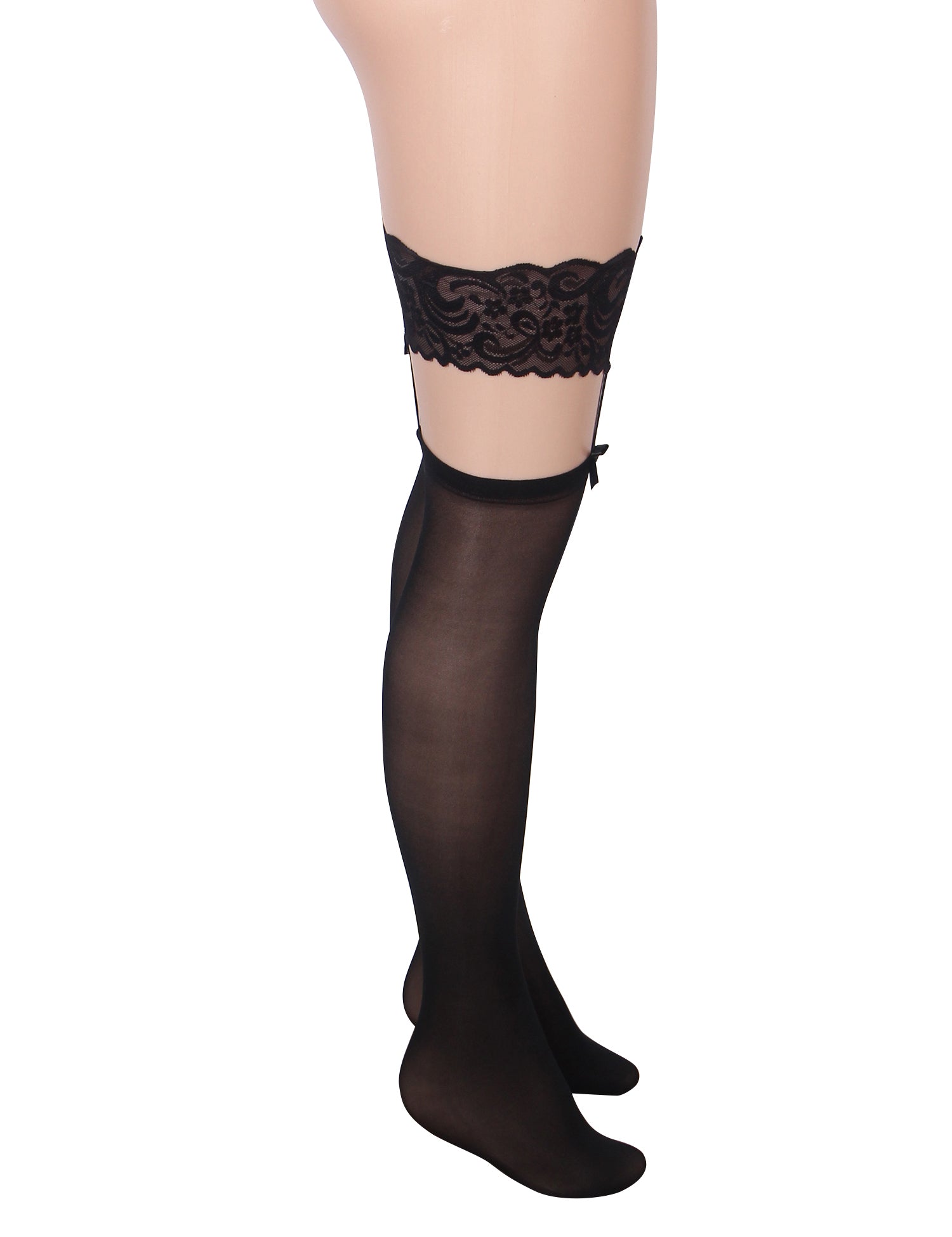Velour & Co Women's Lace Top Stockings Black - Hold-Up Hosiery