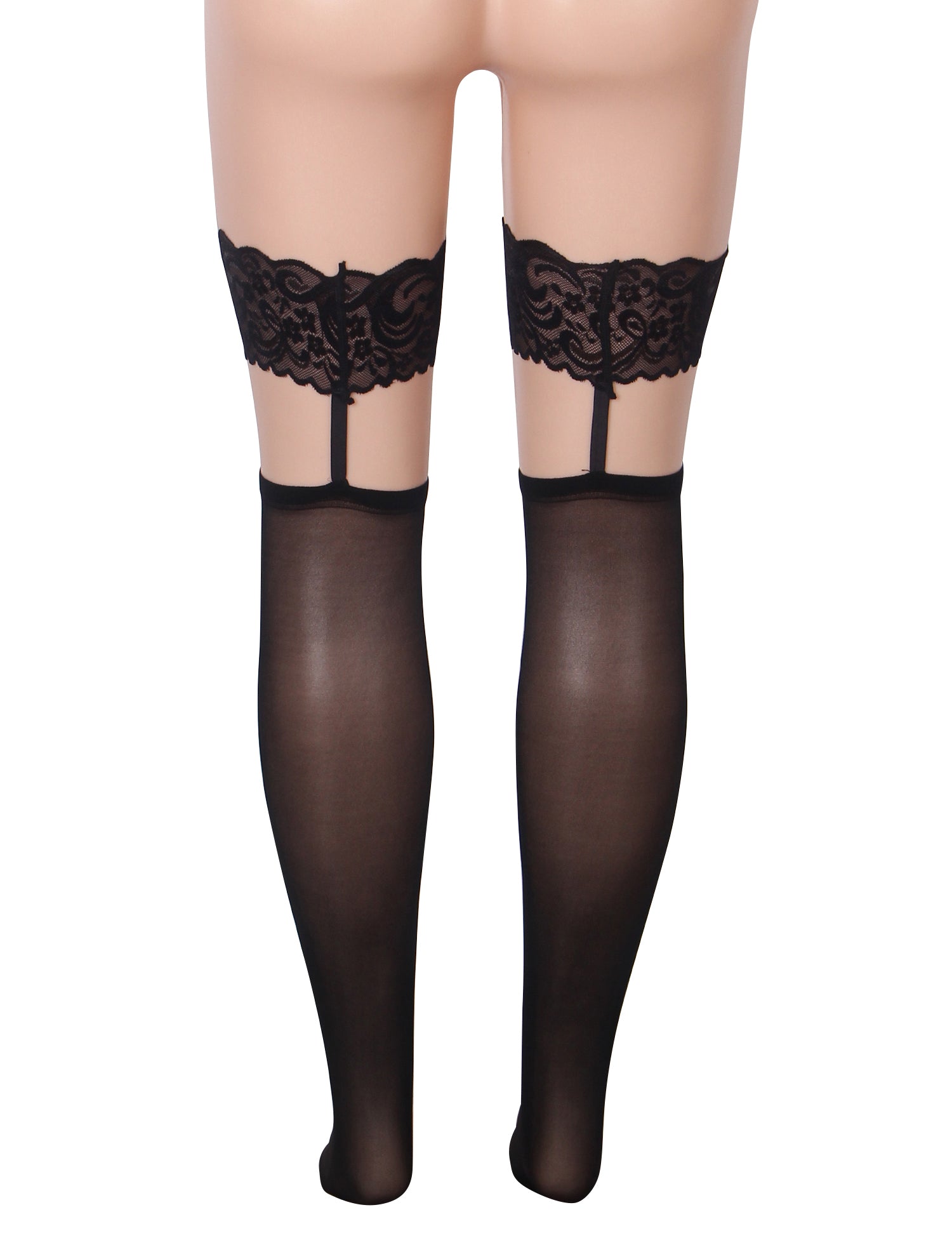 Velour & Co Women's Lace Top Stockings Black - Hold-Up Hosiery