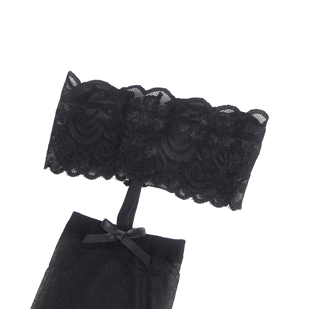 Velour & Co Women's Lace Top Stockings Black - Hold-Up Hosiery