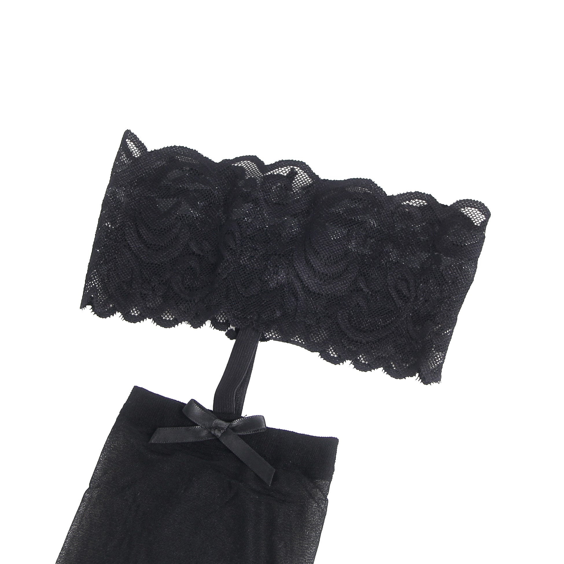 Velour & Co Women's Lace Top Stockings Black - Hold-Up Hosiery