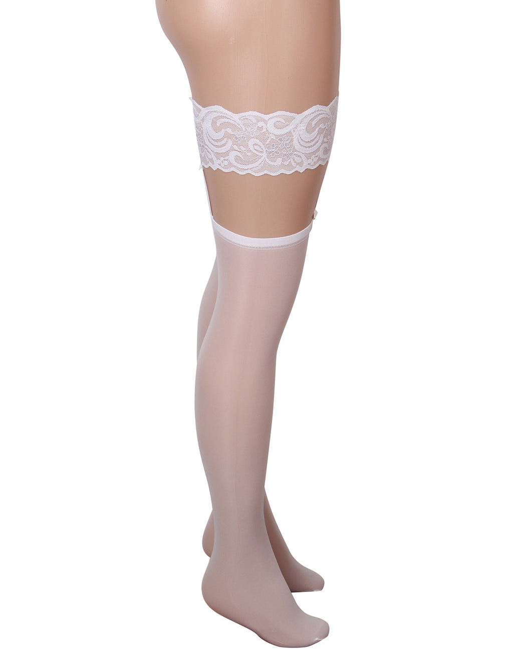 Velour & Co Women's Lace Top Stockings White - Hold-Up Hosiery