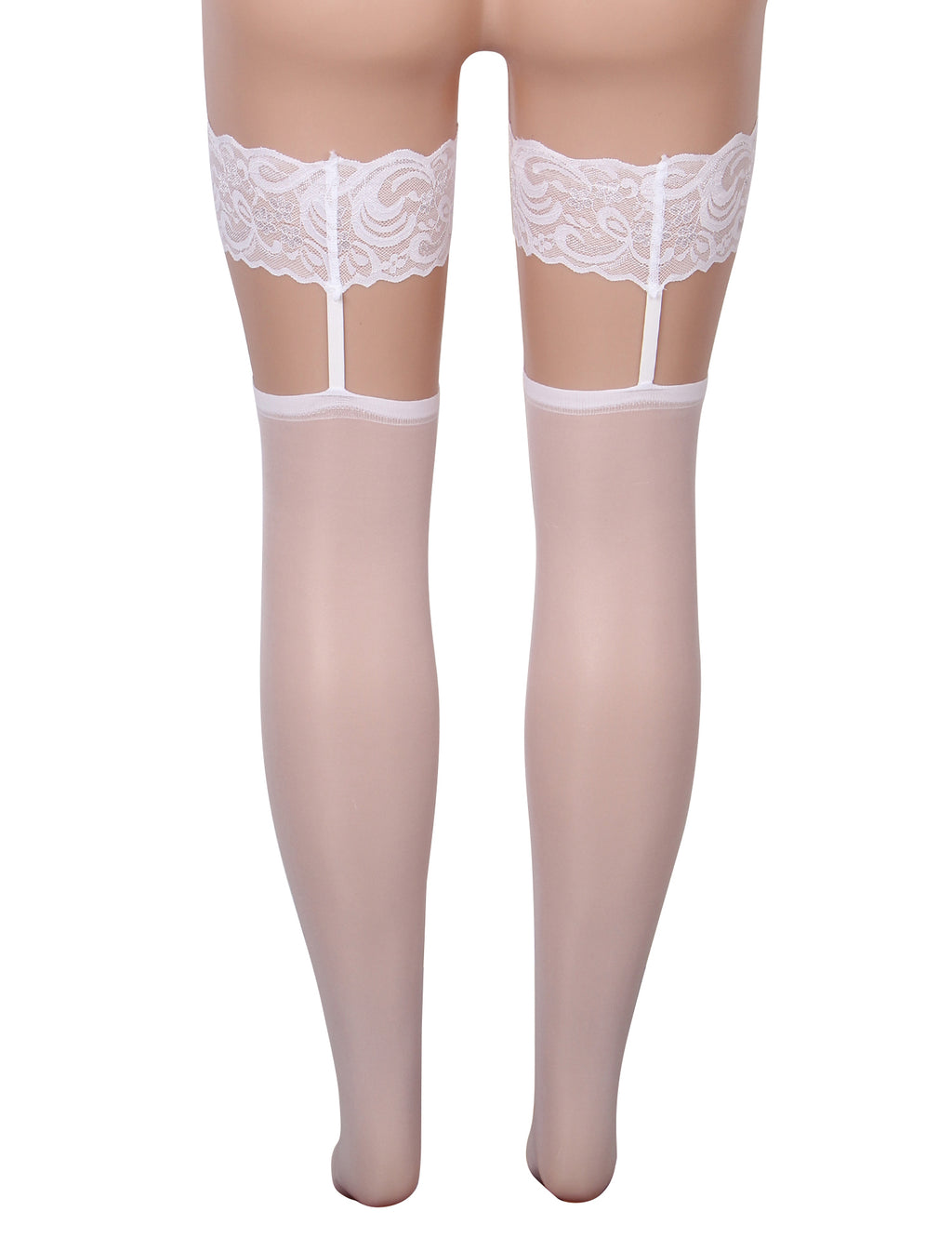 Velour & Co Women's Lace Top Stockings White - Hold-Up Hosiery