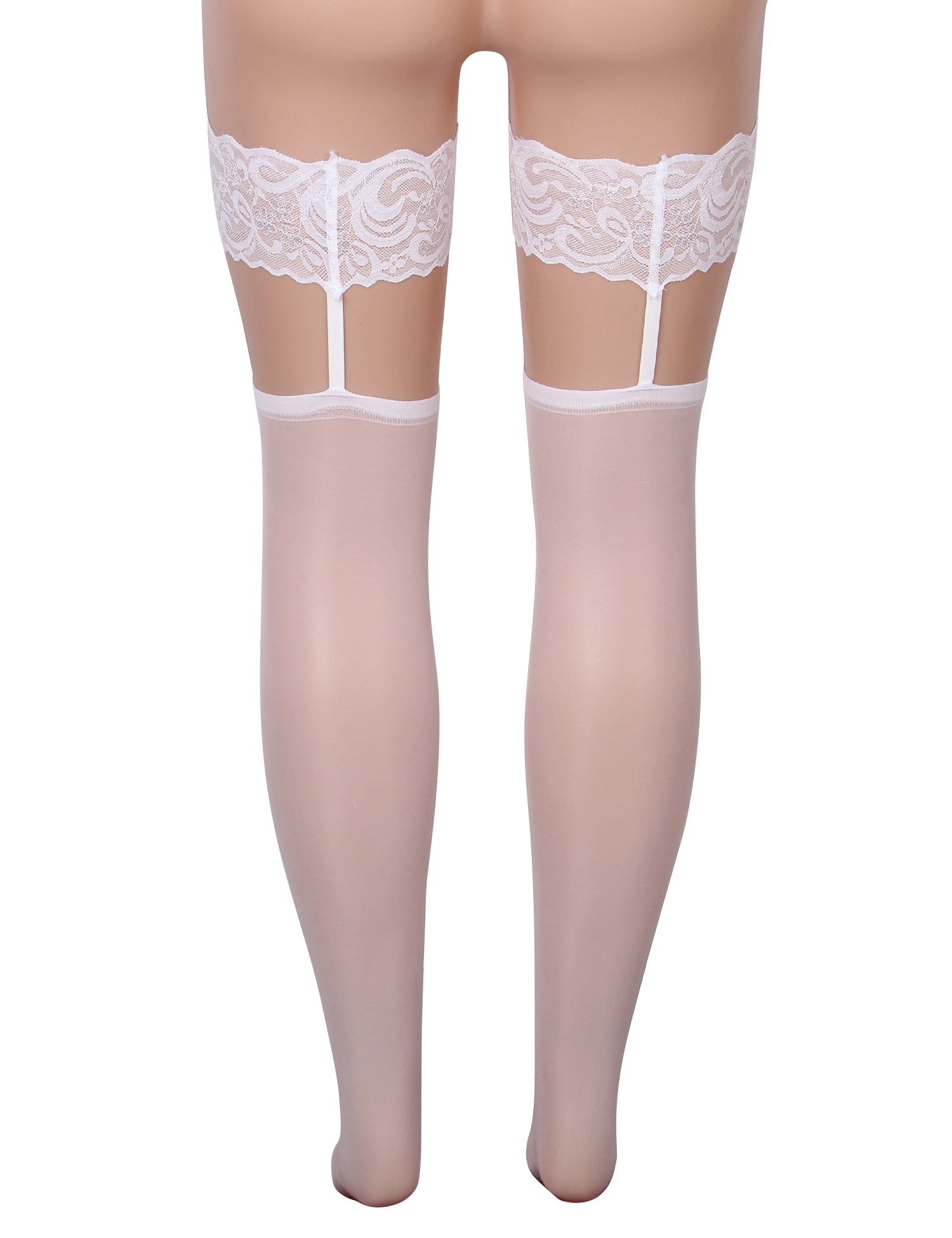 Velour & Co Women's Lace Top Stockings White - Hold-Up Hosiery