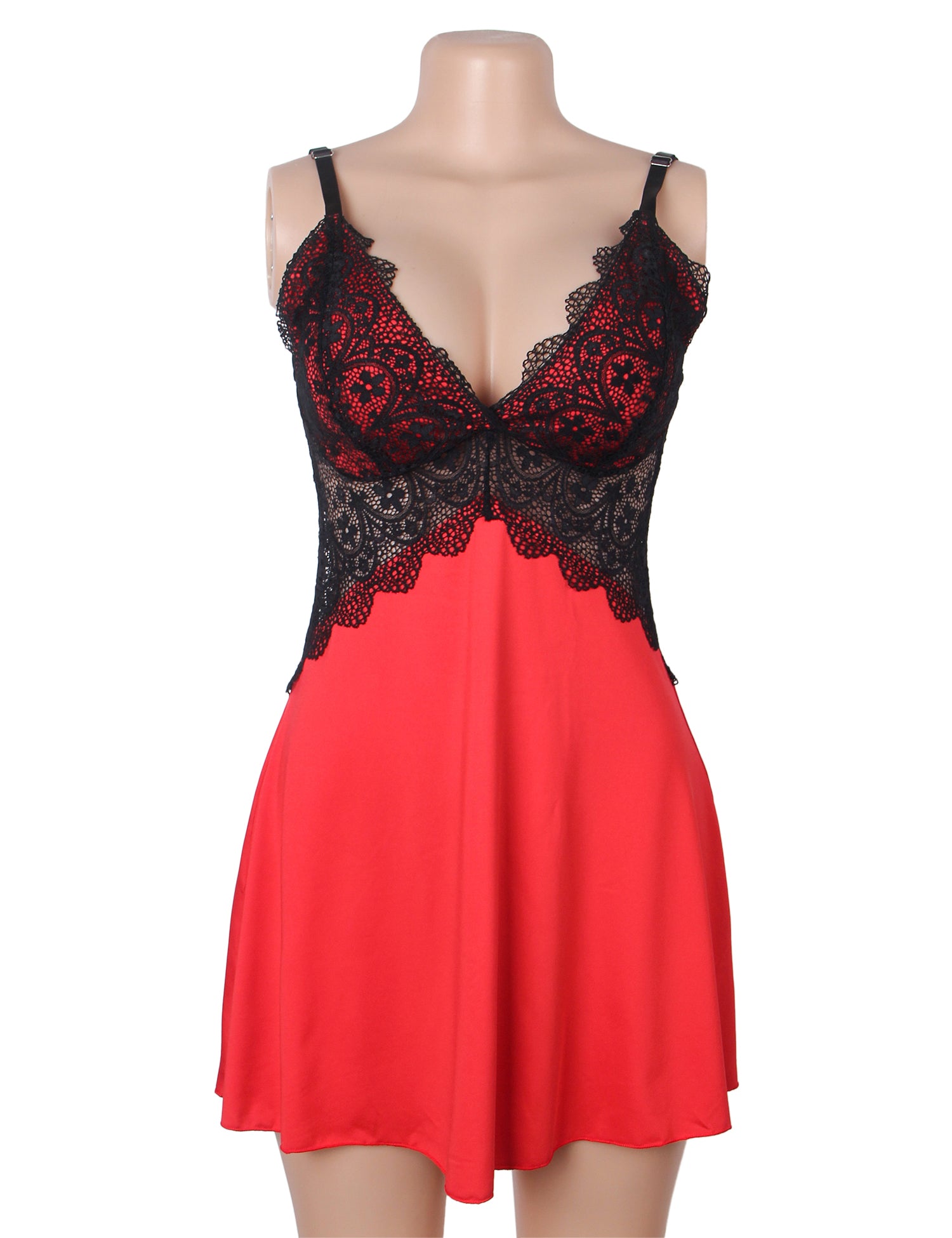 Velour & Co Women's Lace Babydoll Red