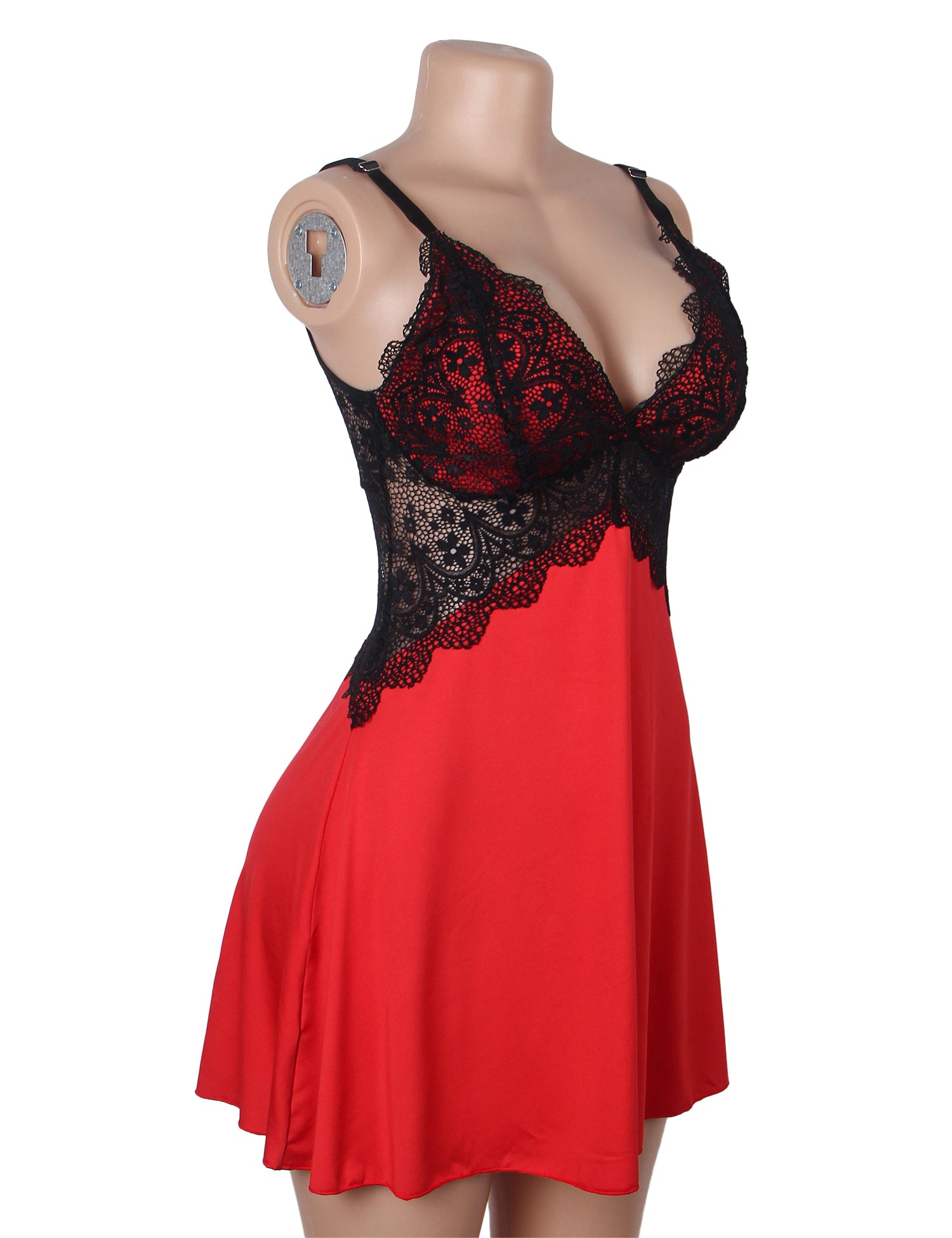 Velour & Co Women's Lace Babydoll Red