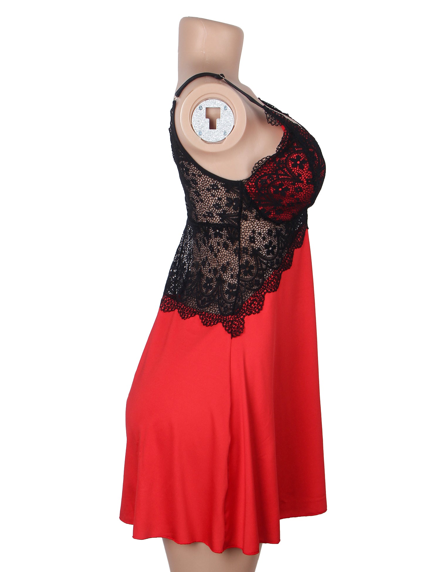 Velour & Co Women's Lace Babydoll Red
