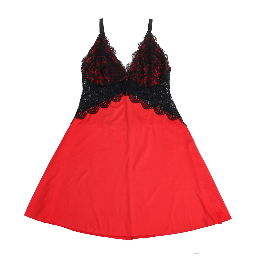 Velour & Co Women's Lace Babydoll Red