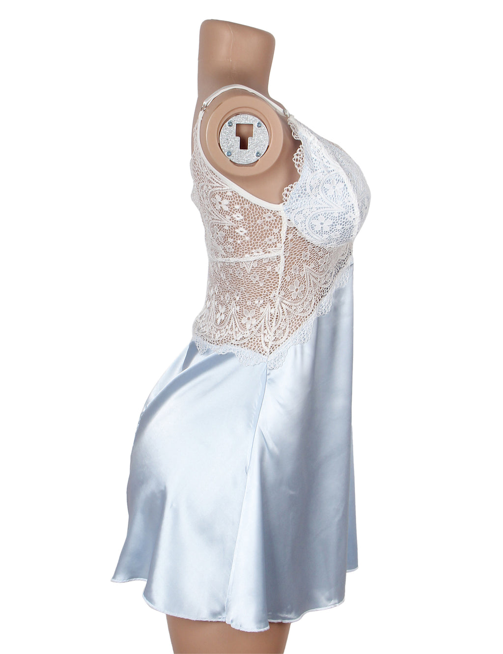 Velour & Co Women's Lace Babydoll Blue