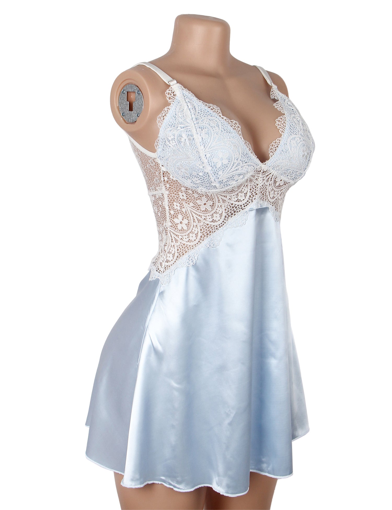 Velour & Co Women's Lace Babydoll Blue