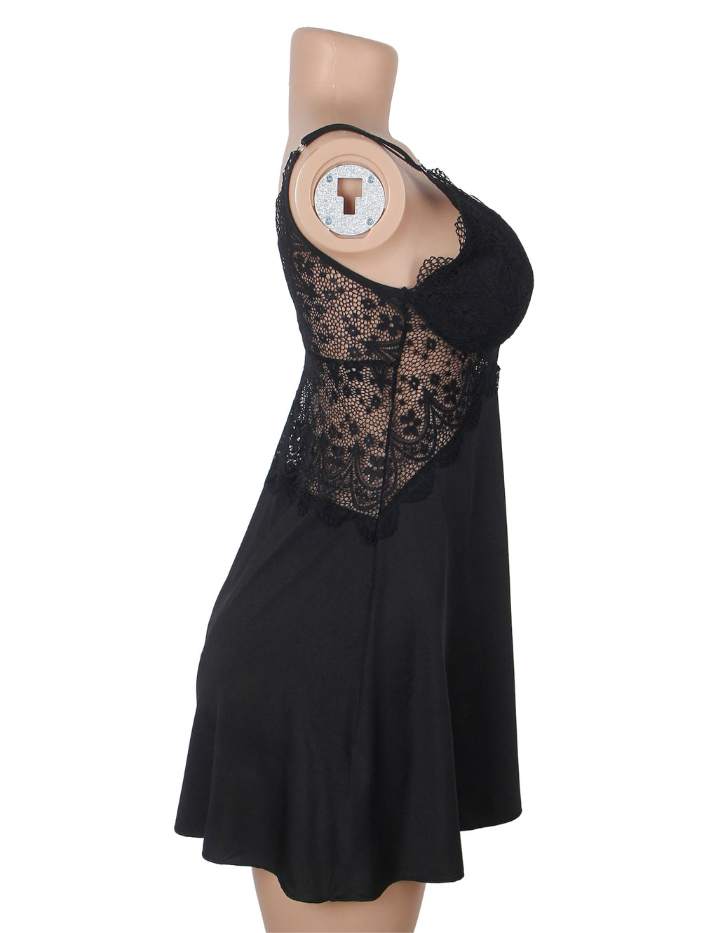 Velour & Co Women's Lace Babydoll Black