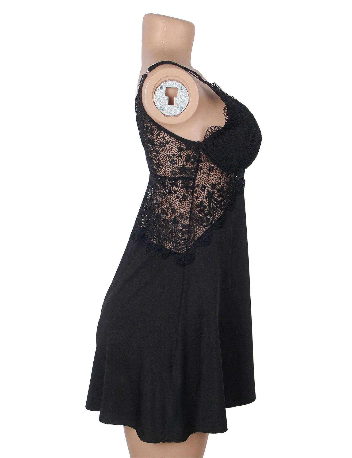Velour & Co Women's Lace Babydoll Black