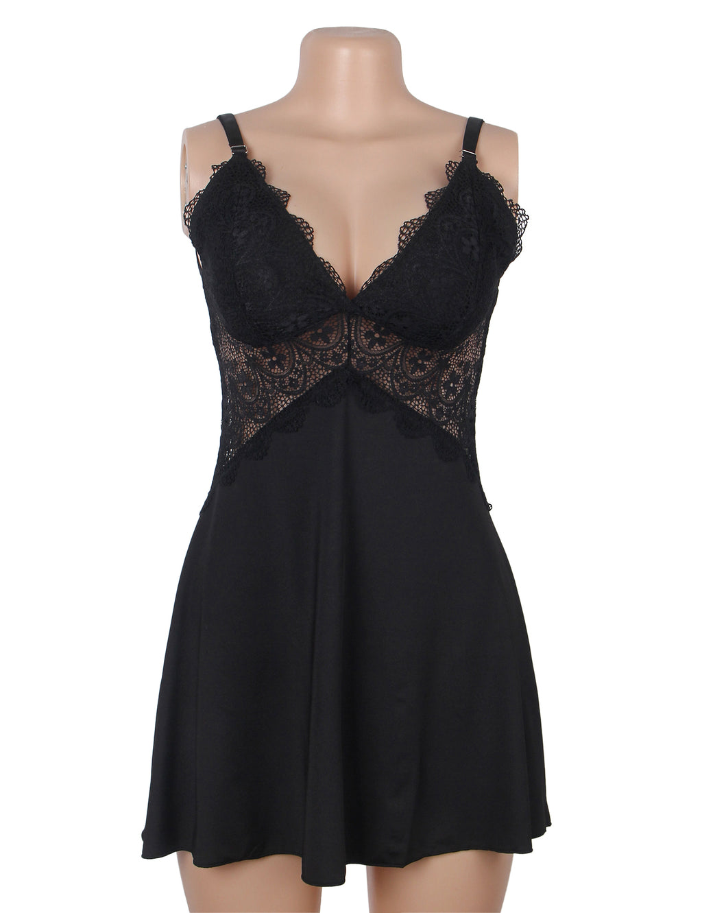 Velour & Co Women's Lace Babydoll Black