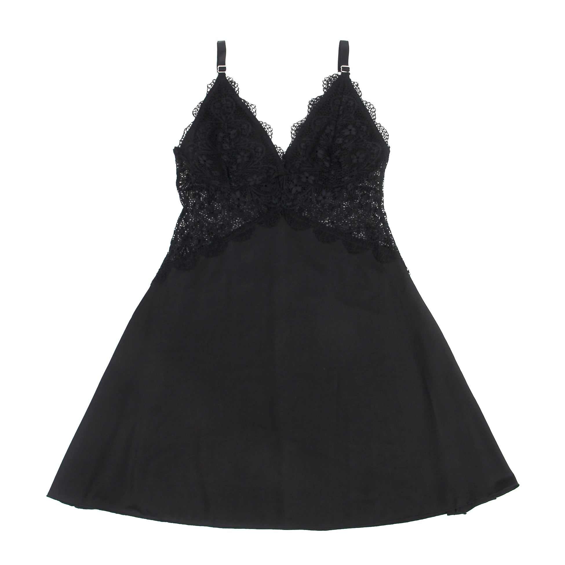 Velour & Co Women's Lace Babydoll Black