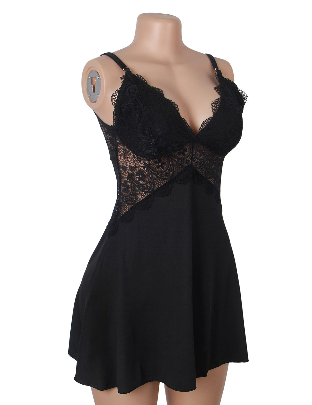 Velour & Co Women's Lace Babydoll Black