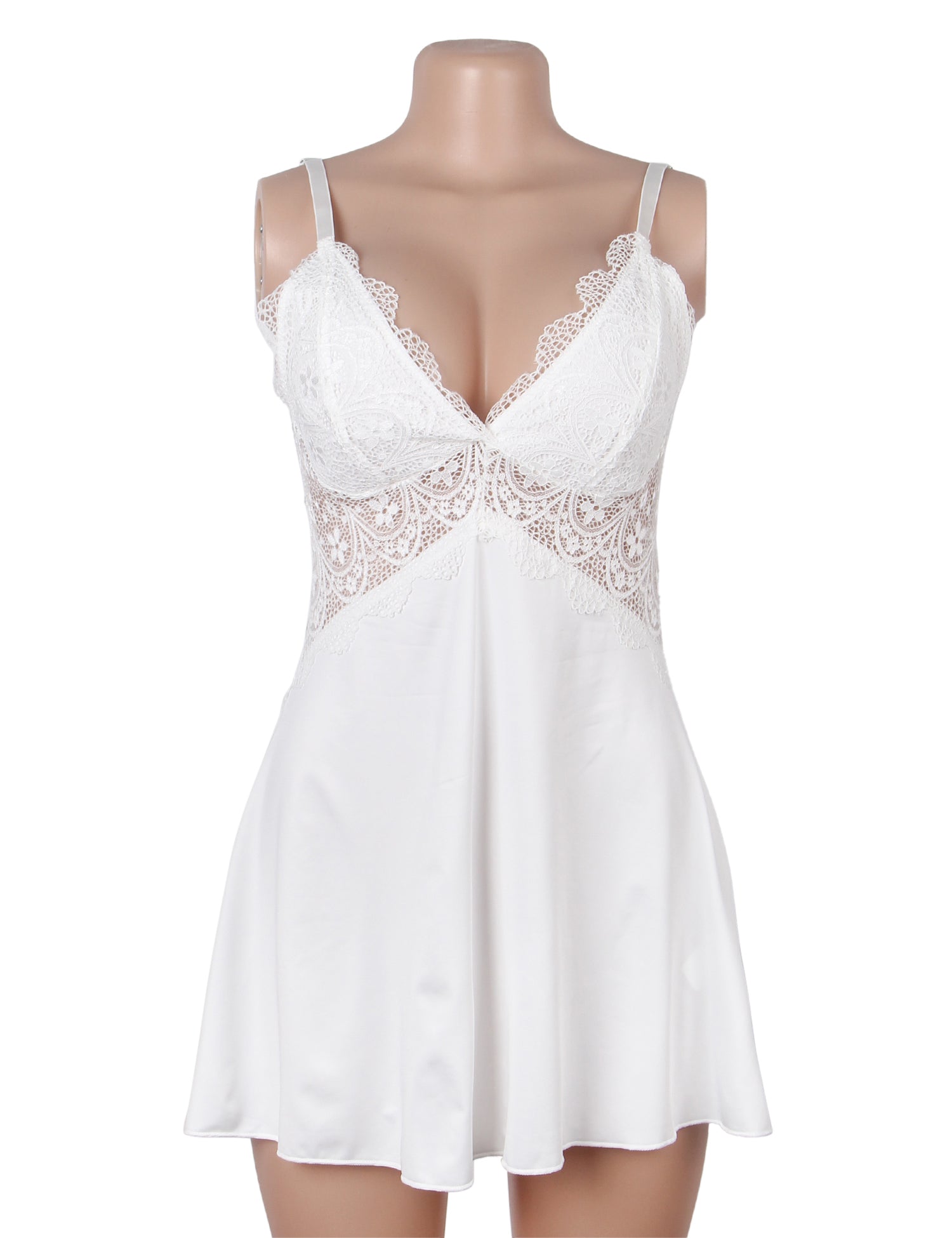 Velour & Co Women's Lace Babydoll White