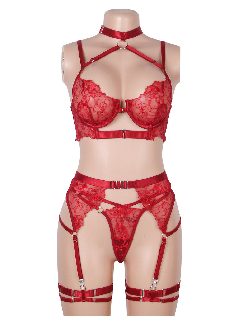 Velour & Co Women's Matching Bra & Knickers Set Red - Lingerie Set
