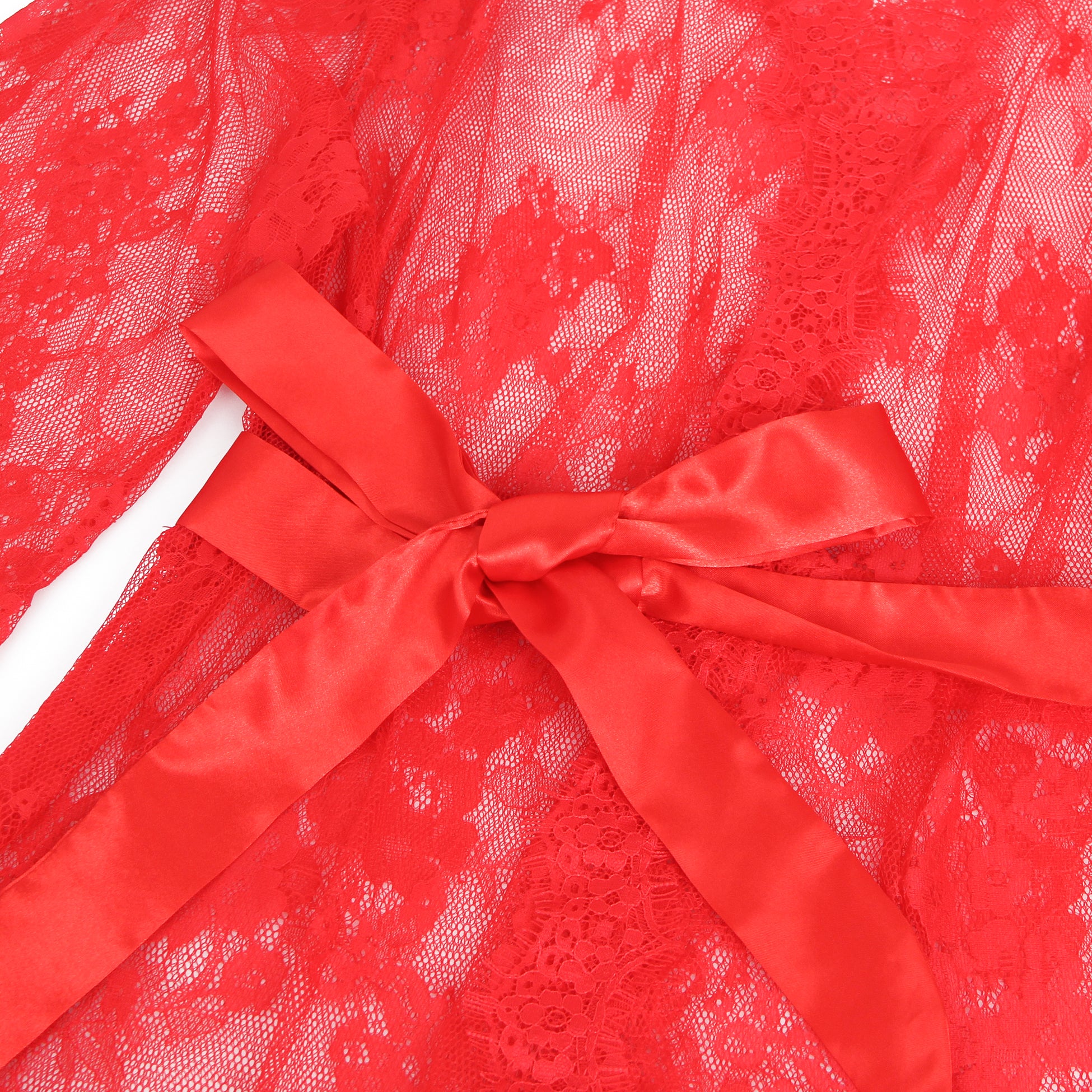 Velour & Co Women's Lace Dressing Gown Red - Women's Bathrobe