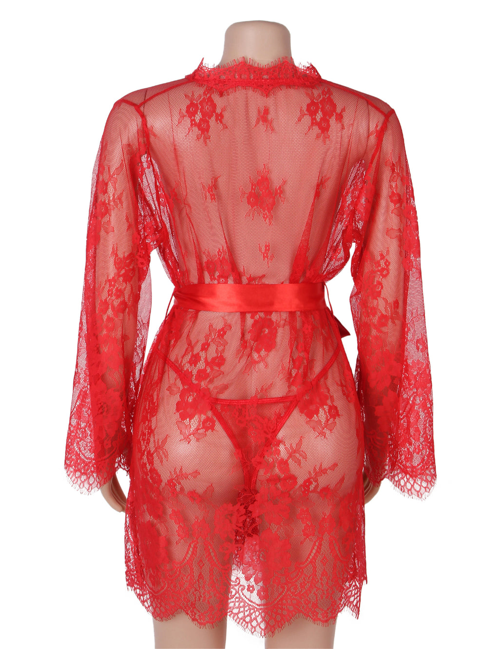 Velour & Co Women's Lace Dressing Gown Red - Women's Bathrobe