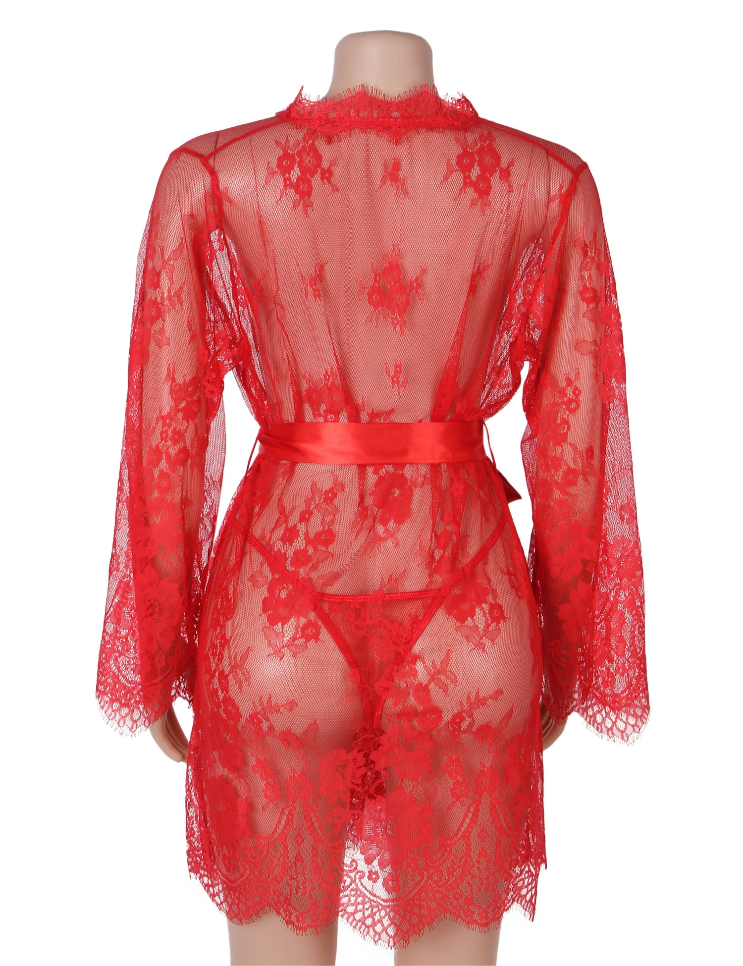 Velour & Co Women's Lace Dressing Gown Red - Women's Bathrobe